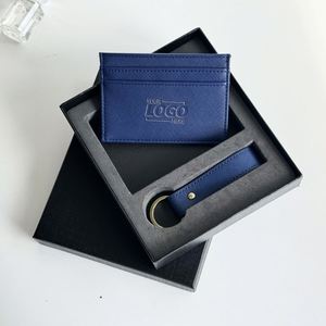 Ensemble porte-cartes et porte-clés en cuir personnalisé - Cadeaux d'entreprise sur mesure - Product Image 1