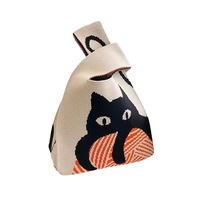 Sacs cadeaux tricotés pour les fêtes, motif chaton mignon, style simplicité urbaine, sac fourre-tout grande capacité 20x36cm, sac de transport pour boîte à lunch en fil