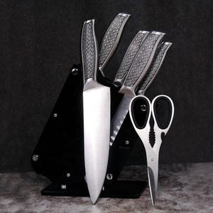 Bán buôn 6 cái đầu bếp chuyên nghiệp dao thép không gỉ xử lý dao nhà bếp thiết lập với khối chủ - Product Image 1