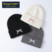 Gorros de Invierno de Punto Cálidos para Exteriores, Gorros Tipo Beanie con Logo Bordado de Lazo de Color Sólido Unisex de Alta Calidad al por Mayor