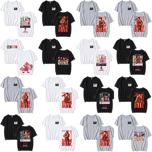 T-shirts en coton de haute qualité en gros, vêtements graphiques d'anime, Slam <span class=keywords><strong>Dunk</strong></span> Master, impression personnalisée, t-shirt noir et blanc - Product Image 2