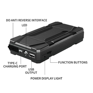 Заводской хит продаж: сверхмощное портативное пусковое устройство для автомобиля 12В, аварийный аккумуляторный стартер, инструменты для экстренной помощи, фонарь-бустер - Product Image 4