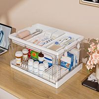 1 pièce Boîte de rangement pliable transparente 24QT pour loisirs créatifs avec plateaux, organisateur d'articles d'art, boîte de rangement pour loisirs créatifs avec couvercle