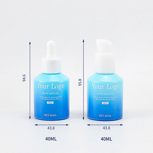 Bottiglie in Vetro Personalizzate con Gradiente Blu da 40ml, con Tappo Contagocce e Pompa per Packaging Cosmetico - Product Image 6