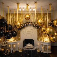 Ballons en feuille d'aluminium 4D ronds or et noir de 22, 15 et 10 pouces, sphères miroir pour décorations de plafond de fête de remise des diplômes, mariage et anniversaire