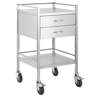 Chariot médical pour instruments chirurgicaux en acier inoxydable à 2 tiroirs à deux couches CY-D402A