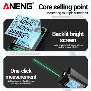 Télémètre <span class=keywords><strong>laser</strong></span> ANENG G100 100M, faisceau vert haute précision avec stockage de 30 jeux de données et écran LCD rétroéclairé. - Product Image 3