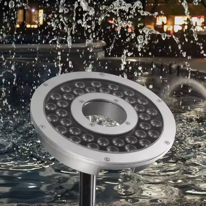 Ip68 Waterproof Dmx Submersible 316L Stainless Steel Led Rgb 12V/24V 12Watt Underwater Fountain Ring Nozzle Light