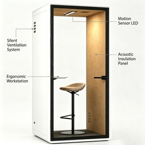 Cabine Acoustique Moderne pour Réunions de <span class=keywords><strong>Bureau</strong></span>, Cabine Téléphonique Insonorisée, Studio Mobile, Boîte de Silence avec Ventilation et Prise de Courant - Product Image 4