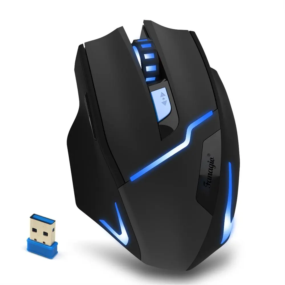 New Fashion Optical Wireless Gaming Mouse Computer USB Mouse OEM Customized logo Blue backlit