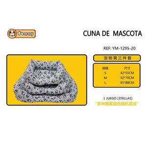 Set Letto per Animali Domestici in Tre Pezzi Imbottito in Cotone Modello YM1295 - Product Image 1