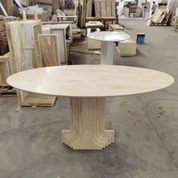 Karois — meuble de maison en marbre naturel, forme ovale, beige, blanc, forme ronde, moderne, table à manger, nouveauté