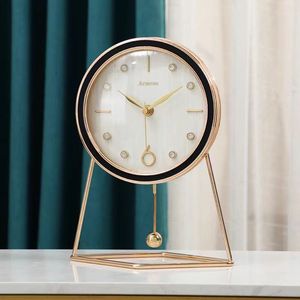 Armen's Metal Pendulum Desk Clock Red Face Gold Frame Silent Sweep Second Movement Modern Home Decoration - Product Image 5