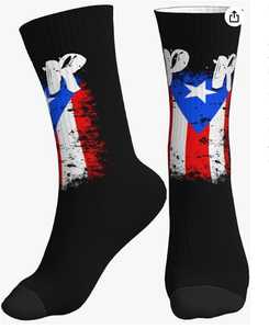 Custom Wholesale High-quality Printed National Puerto Rico Socks for Women's and Men's Comfortable Elastic Breathable Socks