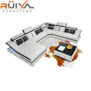 سعر الجملة الظلام البني أريكة قطاعات أريكة غرفة المعيشة أريكة الأثاث أريكة مع مصباح ليد - Product Image 3