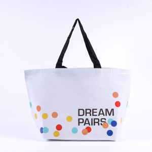 Sac fourre-tout en PP tissé écologique à motif floral et rayé, sac à main portable réutilisable, sac à déjeuner imperméable, sac à bandoulière - Product Image 3