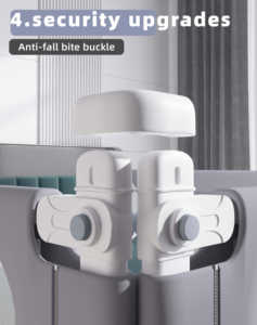 Barrière de <span class=keywords><strong>lit</strong></span> pour tout-petit ElsaBaby 1,9 m bleue, pliable, barrière de sécurité de voyage pour 0 à 3 ans, panneau en maille, norme européenne, écologique - Product Image 3