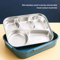 Boîte à lunch thermique en acier inoxydable 304 pour les travailleurs et les plateaux à bento compartimentés spécifiques aux étudiants, micro-ondable