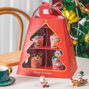 Boîte en carton personnalisée avec logo pour les fêtes de Noël, avec lamination mate, gaufrage, revêtement UV, poignée pour l'emballage de muffins/gâteaux - Product Image 3