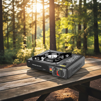 Réchaud à gaz de camping coupe-vent avec allumage piézoélectrique, portable et pliable, pour barbecue, randonnée, voyage, pique-nique, garantie 1 an