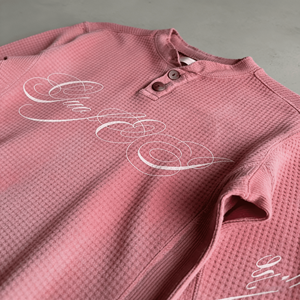 Ouna Clothing Manufacturer Custom Print <strong>t</strong> <strong>Shirts</strong> Boxy Vintage Acid Wash Button Waffle Thermal <strong>Henley</strong> Long Sleeve <strong>T</strong>-<strong>Shirt</strong> - Product Image 2