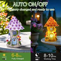 Maison de jardin féerique TSINYE en résine, maison champignon avec lumière solaire, statue d'extérieur pour la décoration du jardin, du patio, du balcon, cadeau d'anniversaire