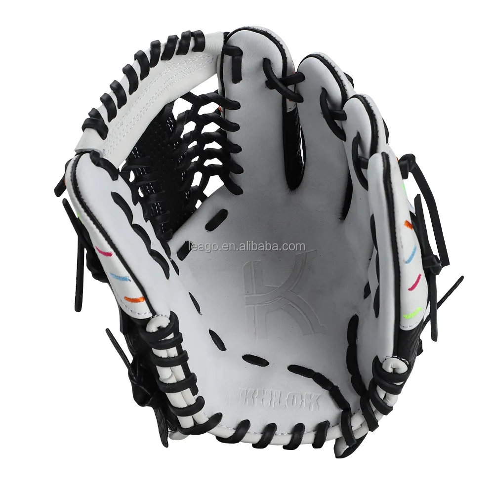 Gant de baseball blanc et noir de nouveau design Gant de baseball en cuir professionnel Gants de baseball personnalisés
