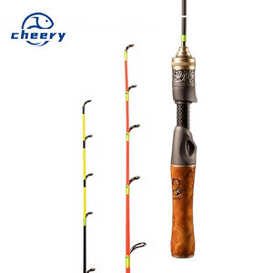 Caña de Pescar en Hielo de Invierno Ultracorta Portátil con Mango de Madera, Caña de Pescar Recta de Fibra de Vidrio Suave Pequeña de 2 Secciones - Product Image 1