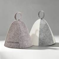 Chapeau de sauna en feutre de laine personnalisé avec logo, écologique et réutilisable, avec boucle de suspension, unisexe pour hommes et femmes, pour hammam