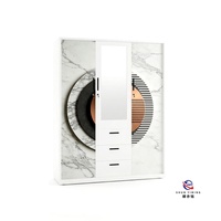 Armoire en acier imprimée avec coffre-fort intégré, armoire à vêtements en métal haute sécurité pour chambre à coucher avec porte à motif floral