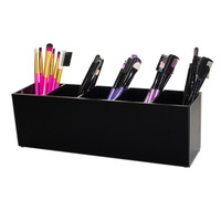 Transparent acrylique fait à la main 5 trous étui de maquillage pinceau de maquillage crayon à sourcils rouge à lèvres boîte de beauté finition de bureau boîte de rangement