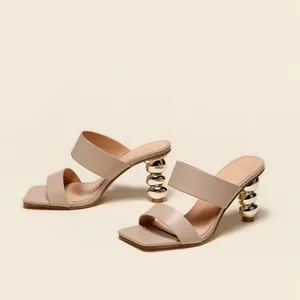 2021 Summer fashion electroplated heels with flip-flops Ladies Shoes feature calabash heel sandals
