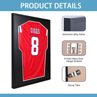 Support mural robuste en alliage d'aluminium pour maillot de sport, cadre noir pour collection de maillots signés