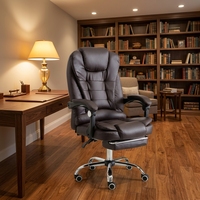 Chaise de bureau exécutive ergonomique moderne en cuir PU à dossier haut réglable, pivotante, avec accoudoirs articulés, roulettes silencieuses et base en fer