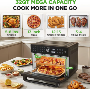 Forno Elettrico Multifunzione 18-in-1 da 30L <span class=keywords><strong>XL</strong></span> con Schermo Digitale Touch a Colori, <span class=keywords><strong>Friggitrice</strong></span> <span class=keywords><strong>ad</strong></span> <span class=keywords><strong>Aria</strong></span> e Girarrosto, per una Cucina Senza Olio - Product Image 1