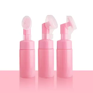Pink Foam Pump Bottle With Silicone Brush Face Wash With Brush Foam Pump Bottle 150ml 80 Ml Foam Bottle