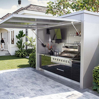 Station de barbecue d'extérieur au meilleur prix avec table latérale et étagère de rangement, en acier thermolaqué