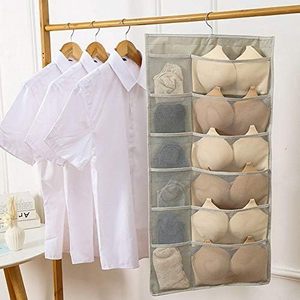 Closet Hanging Organizer with Mesh Pockets Rotating Metal Hanger Wall Shelf <b>Wardrobe</b> Storage Bags for Underwear Underpants Socks - Product Image 6