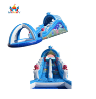 Toboggan aquatique gonflable en PVC écologique sur le thème de l'océan avec piscine pour enfants, idéal pour la location commerciale lors de fêtes/événements estivaux