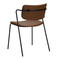 Chaise de salle à manger de cuisine en cuir brun élégante au design simple et antique avec cadre en métal