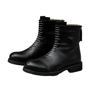 Bottes Chelsea classiques mi-mollet unisexes XINZI RAIN avec logo personnalisé, en cuir PU noir, fermeture éclair arrière, pour femmes et hommes - Product Image 1