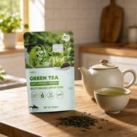 Pochette d'emballage en aluminium biodégradable, résistante à l'humidité, imprimée sur mesure, réutilisable, pour poudre de café et thé