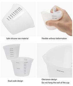 Lot de 2 tasses à mesurer en silicone de 500 ml (16 oz) et 250 ml (8 oz) pour la cuisine domestique et la coulée de résine époxy - Product Image 3