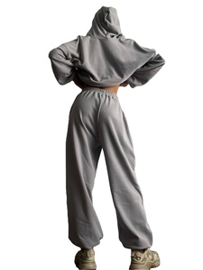 Set da <span class=keywords><strong>donna</strong></span> in due pezzi di <span class=keywords><strong>maglia</strong></span> sportiva in puro colore <span class=keywords><strong>con</strong></span> <span class=keywords><strong>ZIP</strong></span> e pantaloni larghi - Product Image 2