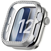Boîtier de montre personnalisé à une seule rangée de strass creux pour Apple Watch Series 12, cadre de protection antichoc, accessoires pour montre connectée