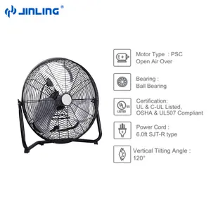 JINLING высокая скорость металлические напольный вентилятор 20in 3 Скорость Регулируемая коммерческий промышленный вентилятор