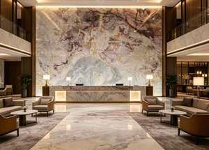 Dalle de marbre rose poli Quatre Saisons, pierre naturelle pour revêtement mural complet de hall d'hôtel, décoration murale intérieure de villa, sol de salle de bain - Product Image 3