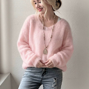 Nuovo Arrivo Autunnale: Maglione da <span class=keywords><strong>Donna</strong></span> Versatile con <span class=keywords><strong>Scollo</strong></span> a <span class=keywords><strong>V</strong></span>, Tinta Unita, Vestibilità Comoda e Stile Rilassato - Product Image 2