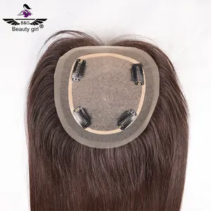 Hair Replacement Hand Tied Human Hair Topper Add Lace Front For Hair Loss Women Silk Top With Lace Toupee