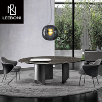 Ensembles de tables à manger rondes en acier inoxydable de luxe, italiennes et en marbre Ensemble de 6 chaises de luxe Table à manger moderne
